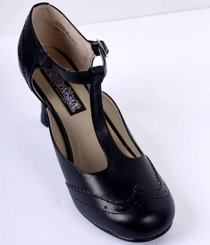 1920s Black TStrap Mary Jane Heels Shoes Unique Vintage Heels