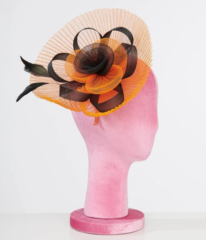 1930s Orange and Black Halloween Fascinator AccessoriesHalloween Unique Vintage Accessories