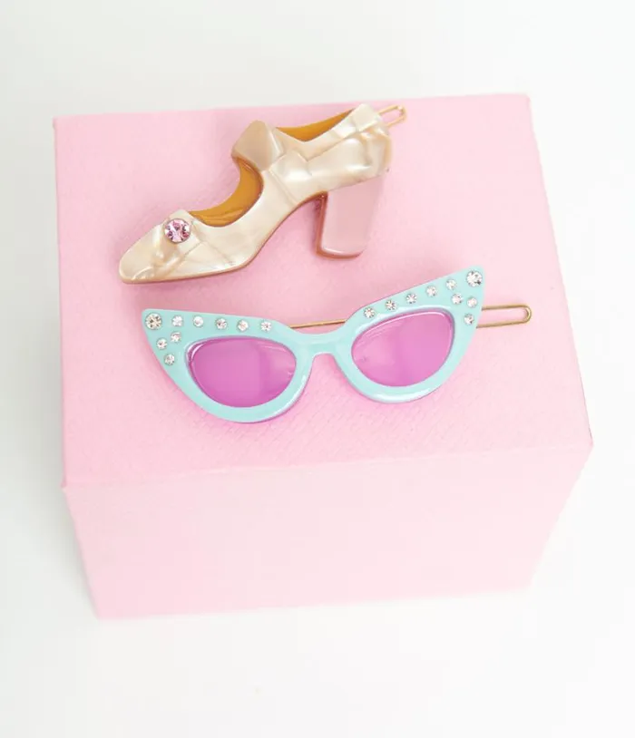 1950s Sunglasses and Heel Hair Pin Set Accessories Unique Vintage Hair Clips