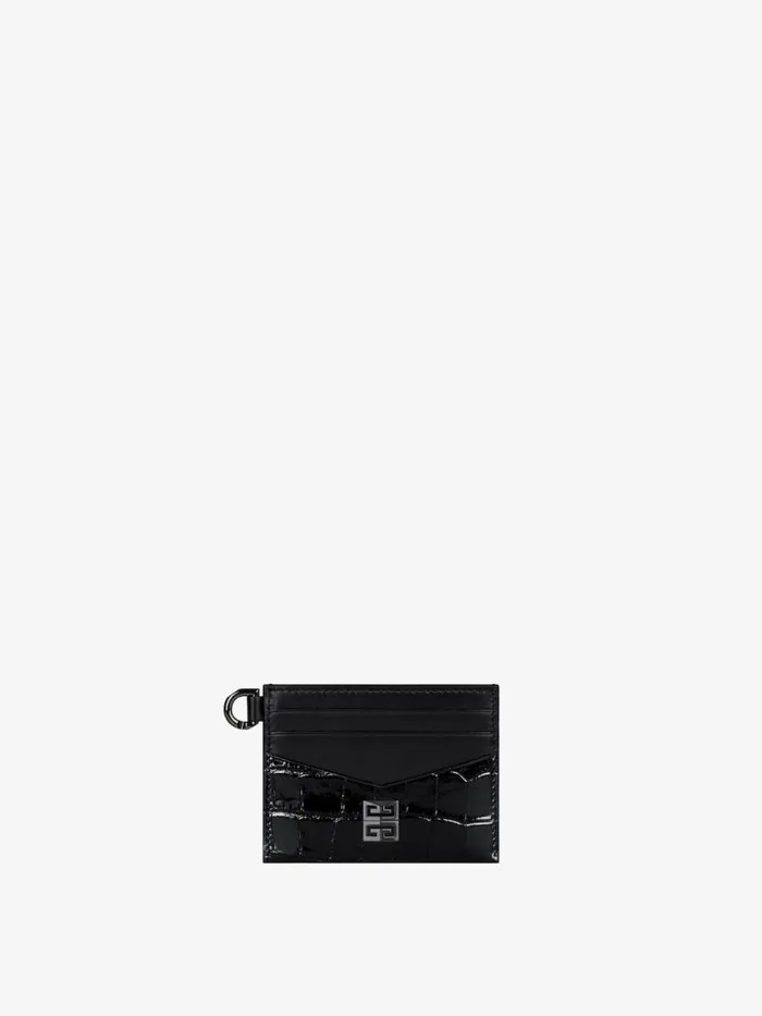 4g Card Holder In Crocodile Effect Leather Black Women Givenchy Wallets and Card Holders
