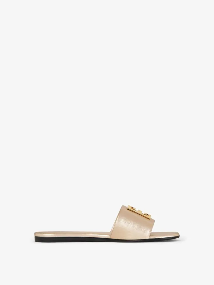 4g Flat Mules In Laminated Leather Dusty Golden Women Givenchy Slides and Sandals 4g Flat Mules In Laminated Leather Dusty Golden Women Givenchy Slides and Sandals