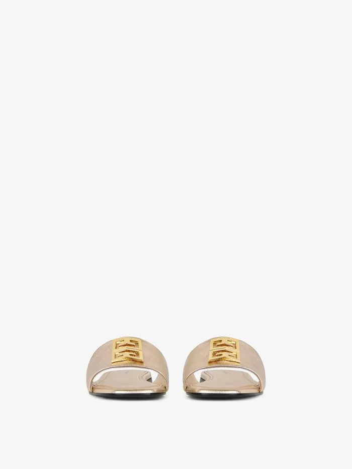 4g Flat Mules In Laminated Leather Dusty Golden Women Givenchy Slides and Sandals