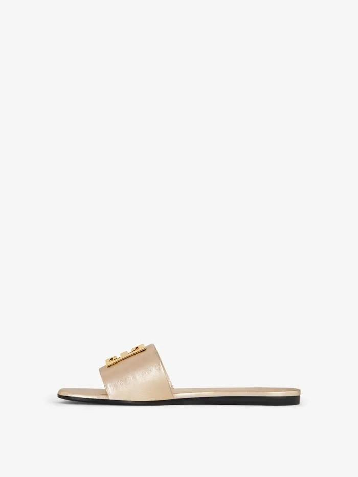 4g Flat Mules In Laminated Leather Dusty Golden Women Givenchy Slides and Sandals