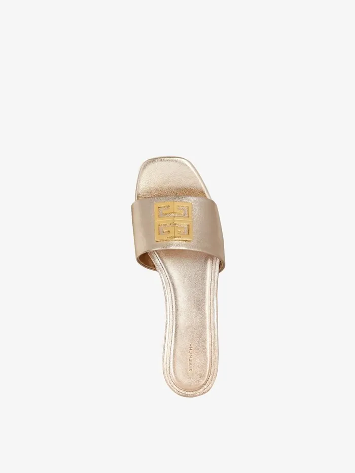 4g Flat Mules In Laminated Leather Dusty Golden Women Givenchy Slides and Sandals