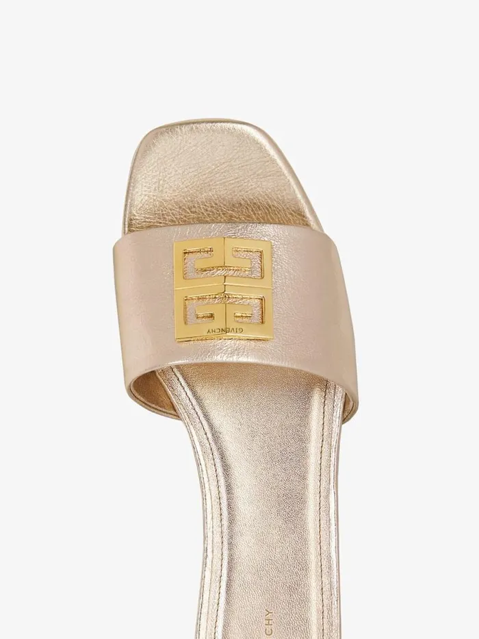 4g Flat Mules In Laminated Leather Dusty Golden Women Givenchy Slides and Sandals