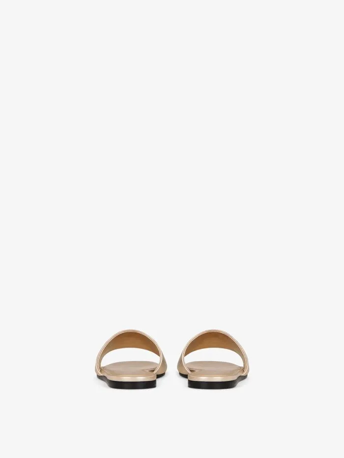 4g Flat Mules In Laminated Leather Dusty Golden Women Givenchy Slides and Sandals