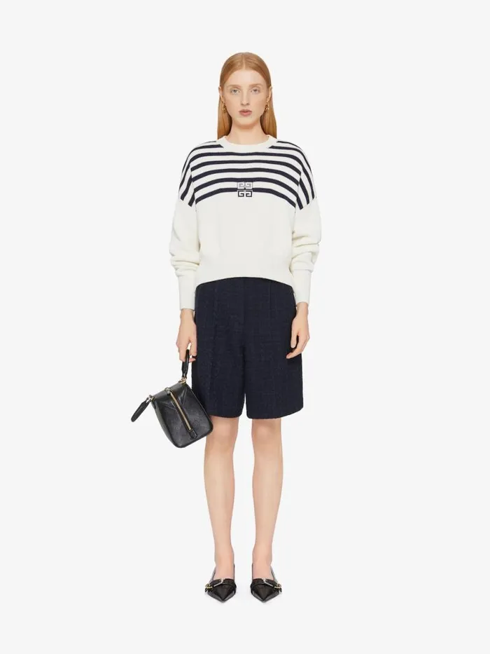 4g Striped Sweater In Wool And Cotton Whitenavy Women Givenchy Sweaters