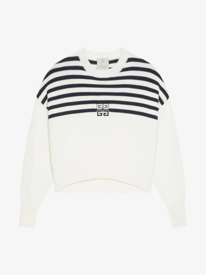 4g Striped Sweater In Wool And Cotton Whitenavy Women Givenchy Sweaters