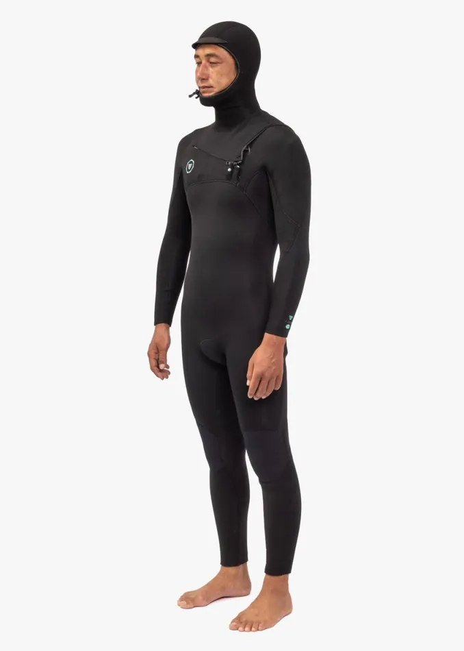 7 Seas 543 Full Hooded Chest Zip Wetsuit Black Men Vissla Wetsuits