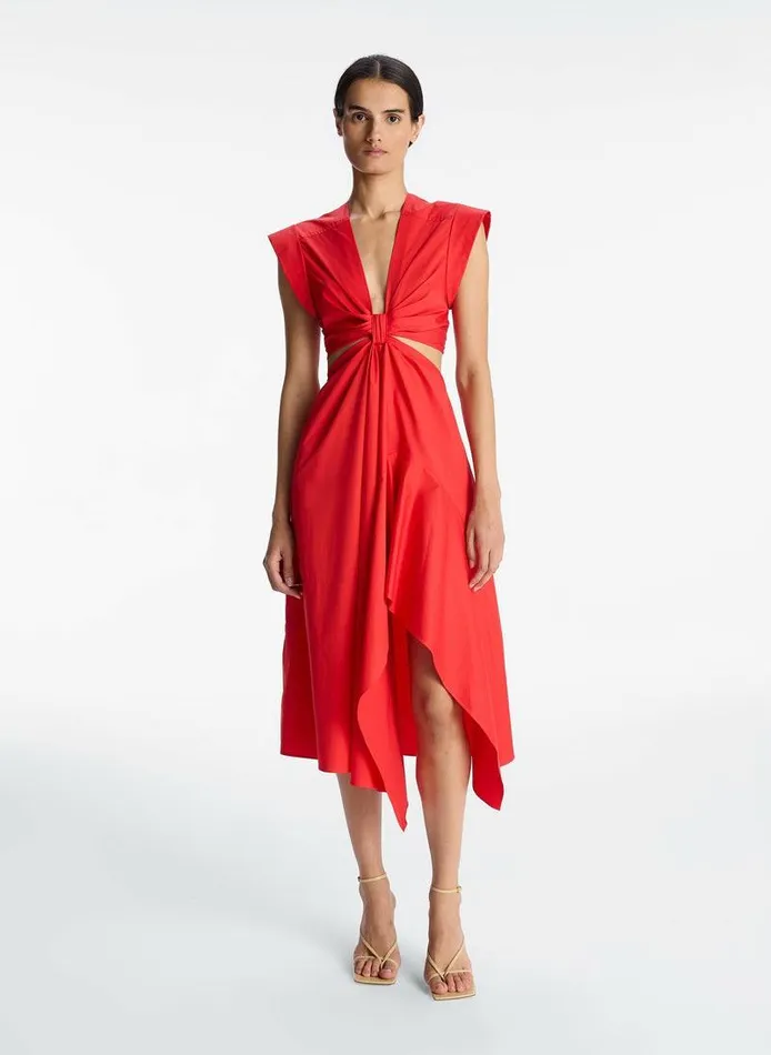 Accessories Women ALC Alessia Cotton Midi Dress Ruby