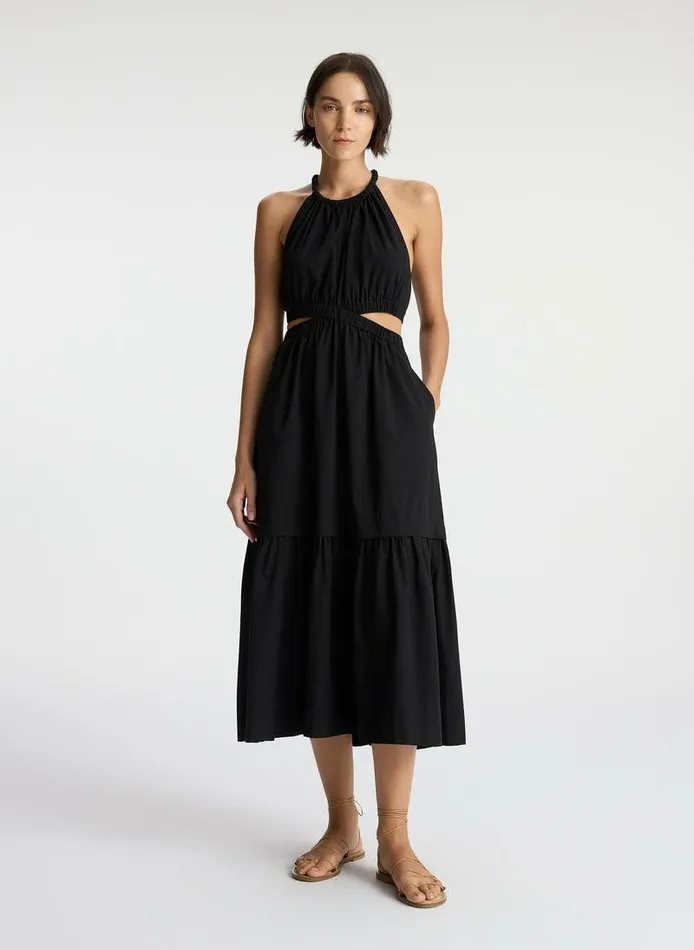 Accessories Women ALC Whitney Cotton Midi Dress Black