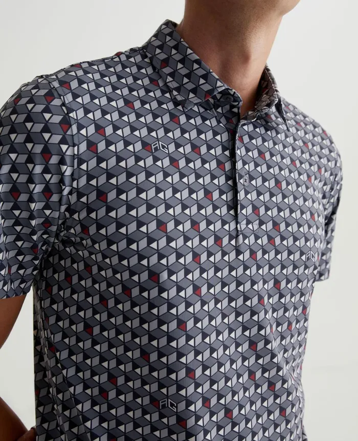 AG Jeans Bryce Polo Accent Cubes Dark Grey Multi Men Polos AG Jeans Bryce Polo Accent Cubes Dark Grey Multi Men Polos