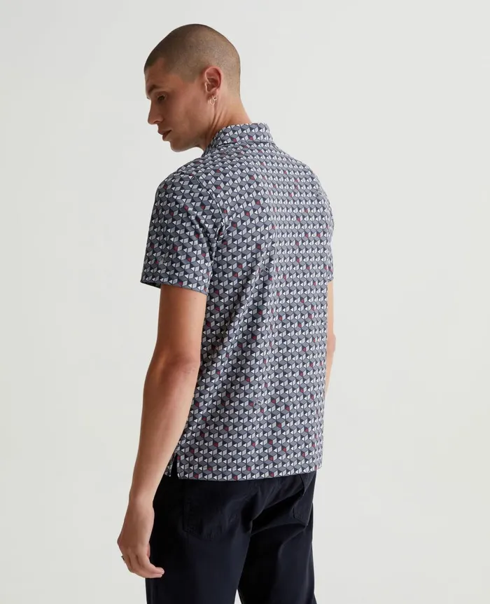 AG Jeans Bryce Polo Accent Cubes Dark Grey Multi Men Polos AG Jeans Bryce Polo Accent Cubes Dark Grey Multi Men Polos