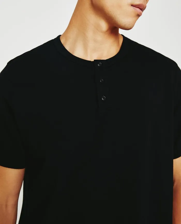 AG Jeans Bryce Short Sleeve Henley True Black Men Tees