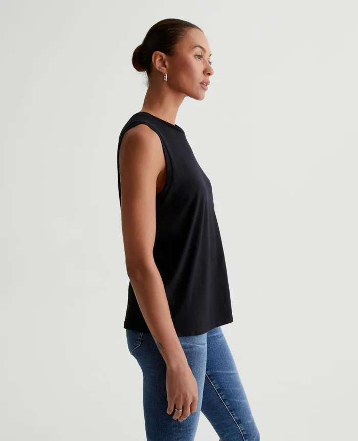 AG Jeans Jagger Muscle Tank True Black Women Tees and Tanks
