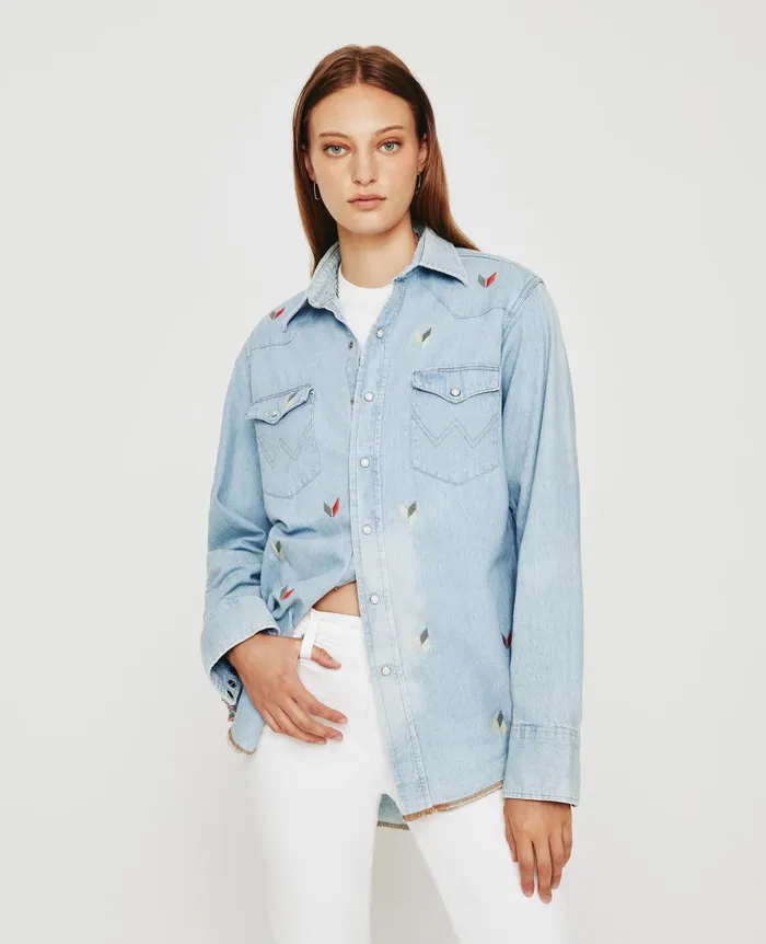 AG Jeans Jasper Shirt Eb Broken Arrow Vintage Blue WomenMen Tops and Shirts