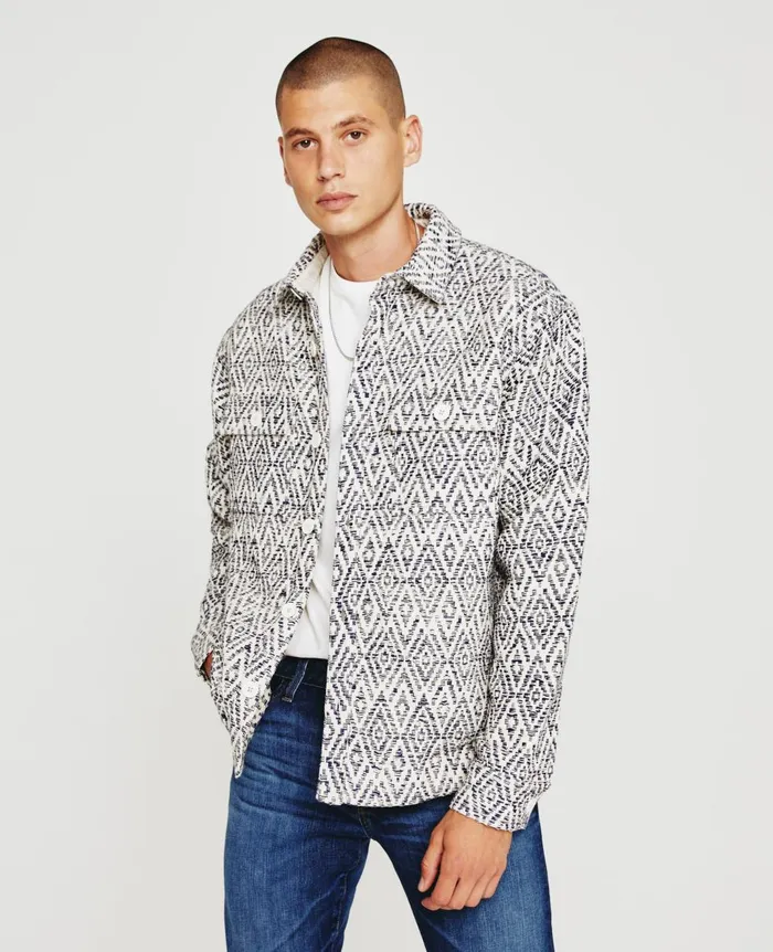 AG Jeans Nolan Jacket Diamond Chevron Blue Multi Men Jackets
