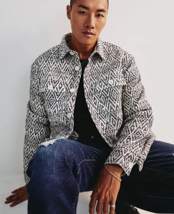 AG Jeans Nolan Jacket Diamond Chevron Blue Multi Men Jackets AG Jeans Nolan Jacket Diamond Chevron Blue Multi Men Jackets