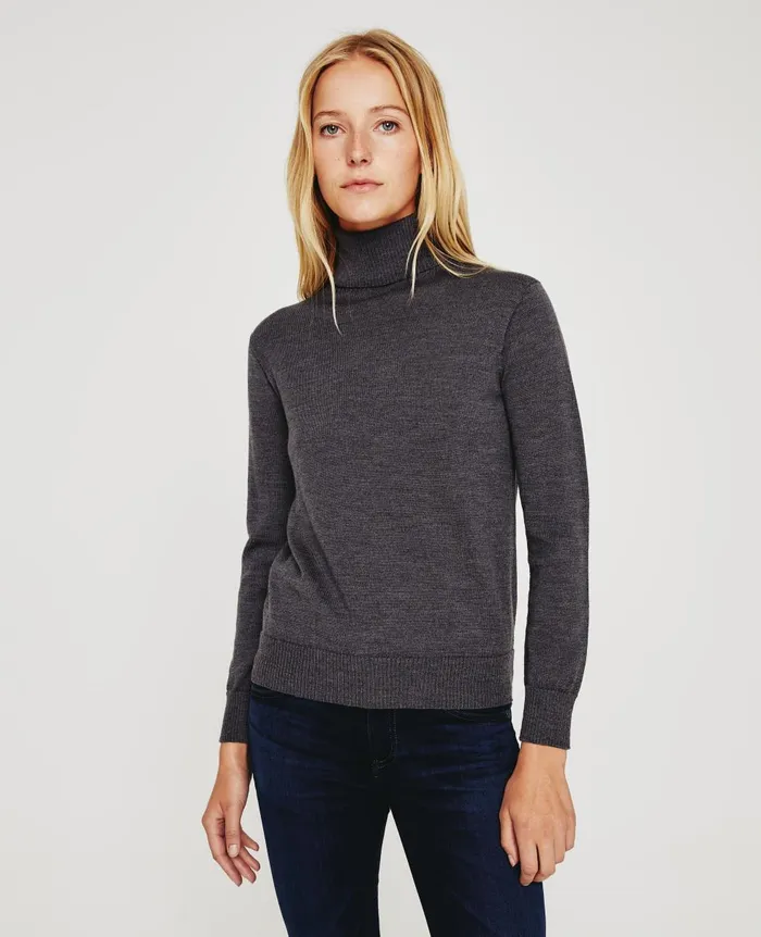 AG Jeans Zuri Turtleneck Heather Charcoal Women Tops and Shirts