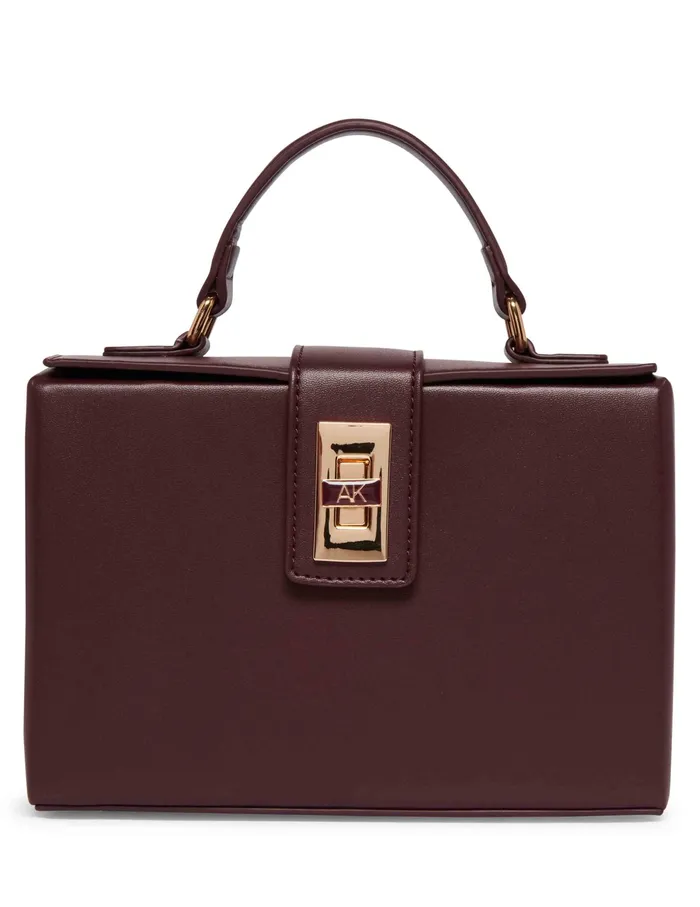 Anne Klein Convertible Box Bag With AK Enamel Turn Lock Cranberry Women Handbags Anne Klein Convertible Box Bag With AK Enamel Turn Lock Cranberry Women Handbags