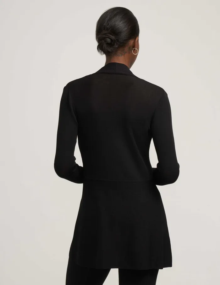 Anne Klein Long Cardigan With Waist Seam Anne Black Women Clothing
