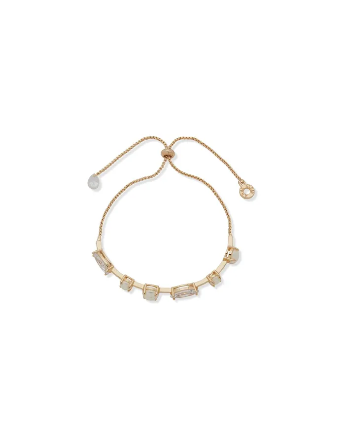 Anne Klein Multi Stone Slider Bracelet Gold Tone Women Watches 038 Jewelry