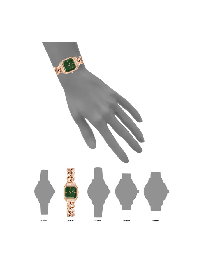 Anne Klein Octagonal Crystal Accented Chain Bracelet Watch Rose Goldtone Women Watches 038 Jewelry