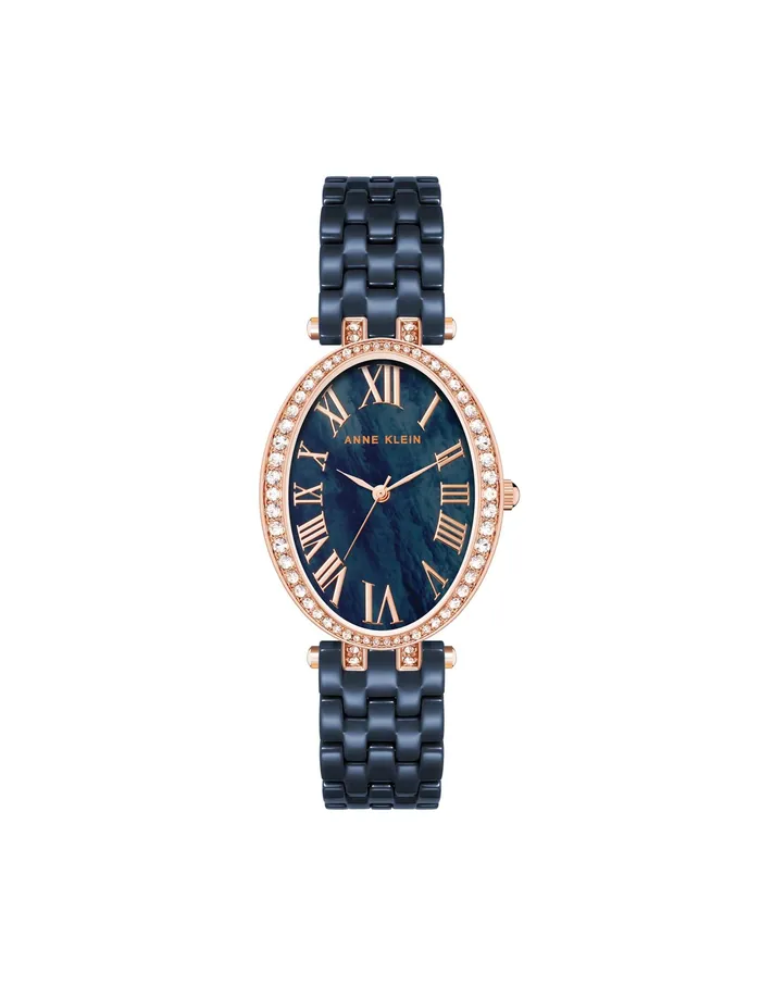 Anne Klein Oval Crystal Accented Ceramic Bracelet Watch Navy Women Watches 038 Jewelry Anne Klein Oval Crystal Accented Ceramic Bracelet Watch Navy Women Watches 038 Jewelry