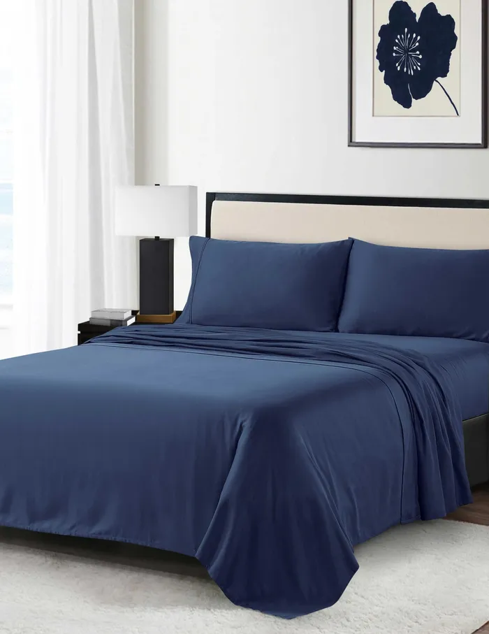 Anne Klein Reverie AntiMicrobial Sheet Set Navy Women Home