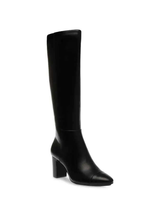 Anne Klein Sawyer Tall Boot Black Smooth Women Shoes