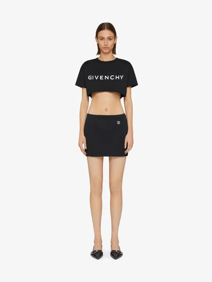 Archetype Cropped TShirt In Cotton Black Women Givenchy Tops and Shirts