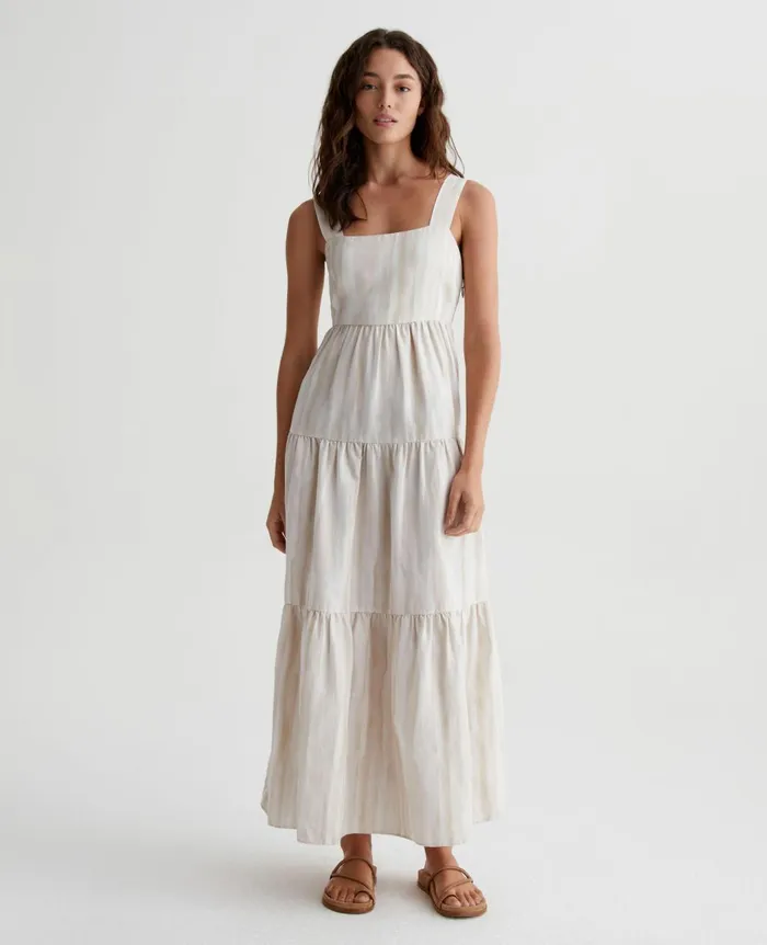 Audree Dress Brush Strokes Beige Multi Women AG Jeans Dresses and More