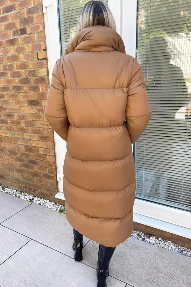 AX Paris Camel Wrap Puffer Coat Coats and Jackets