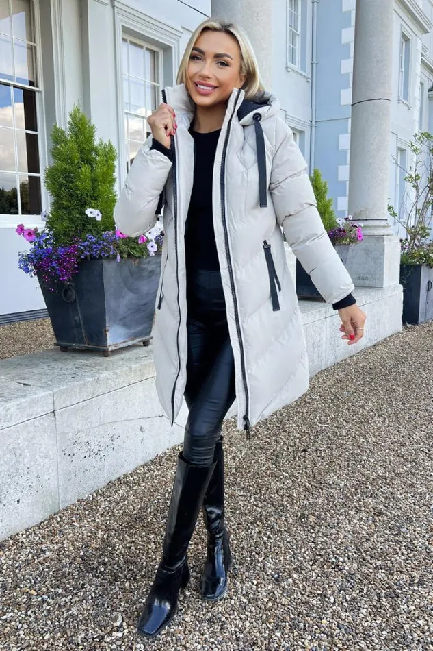 AX Paris Oyster LongLine Padded Coat Coats and Jackets