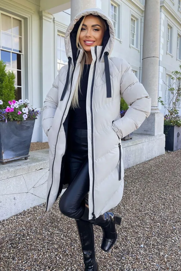 AX Paris Oyster LongLine Padded Coat Coats and Jackets