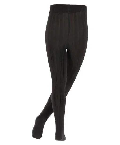 Babies and Kids Classic Rib Kids Tights Black FALKE Tights and Leggings
