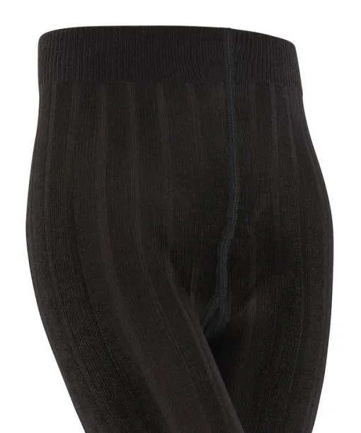 Babies and Kids Classic Rib Kids Tights Black FALKE Tights and Leggings