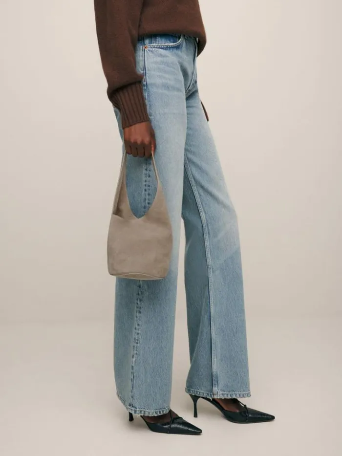 Bags The Reformation Small Silvana Bucket Bag Smoke Suede