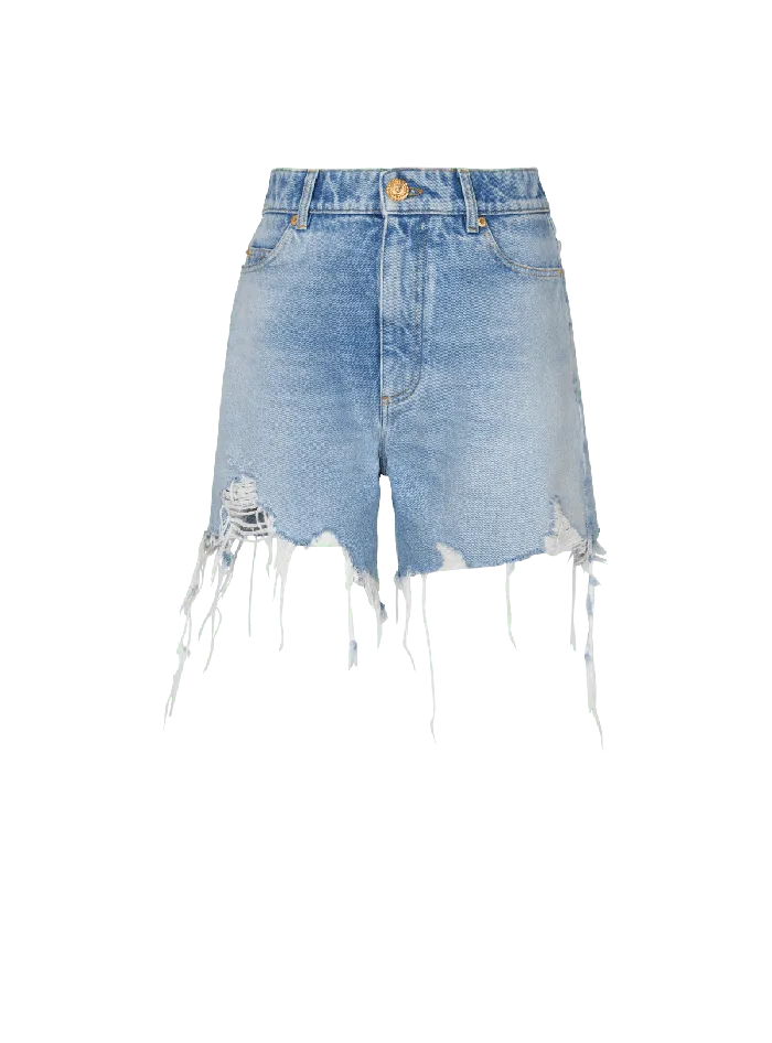 Balmain Denim Women Light Blue Denim Shorts Blue