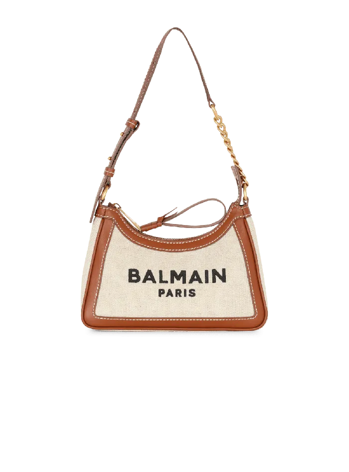 Balmain Handbags Women BArmy Canvas Bag With Leather Inserts Beige