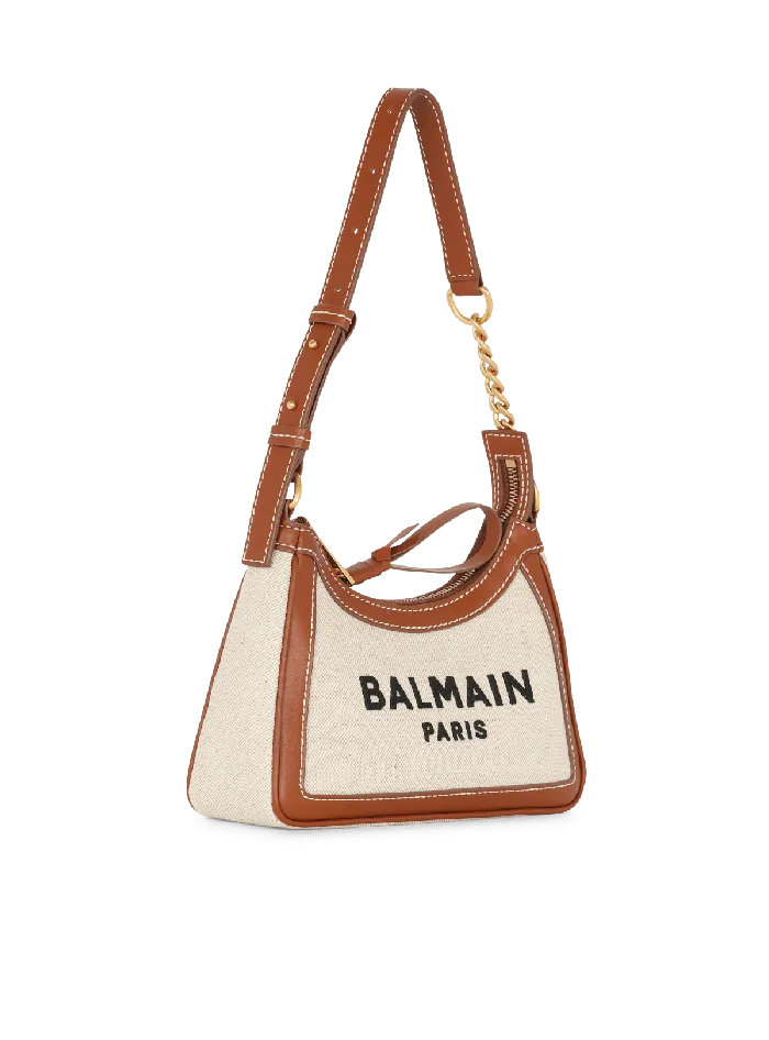 Balmain Handbags Women BArmy Canvas Bag With Leather Inserts Beige