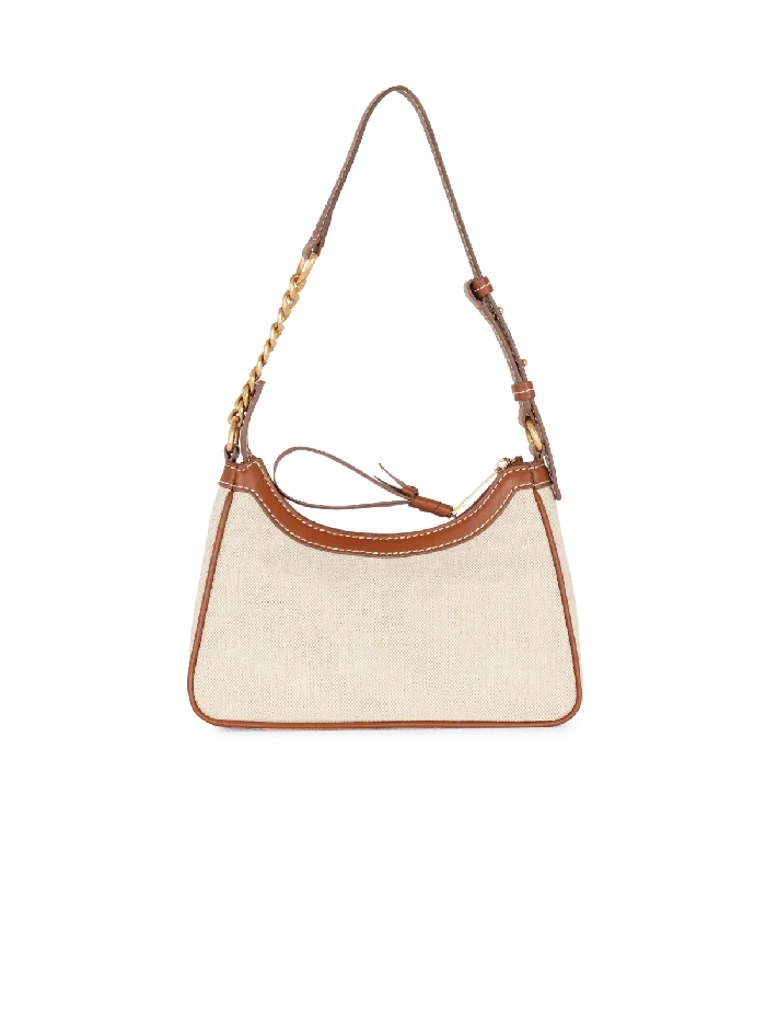 Balmain Handbags Women BArmy Canvas Bag With Leather Inserts Beige