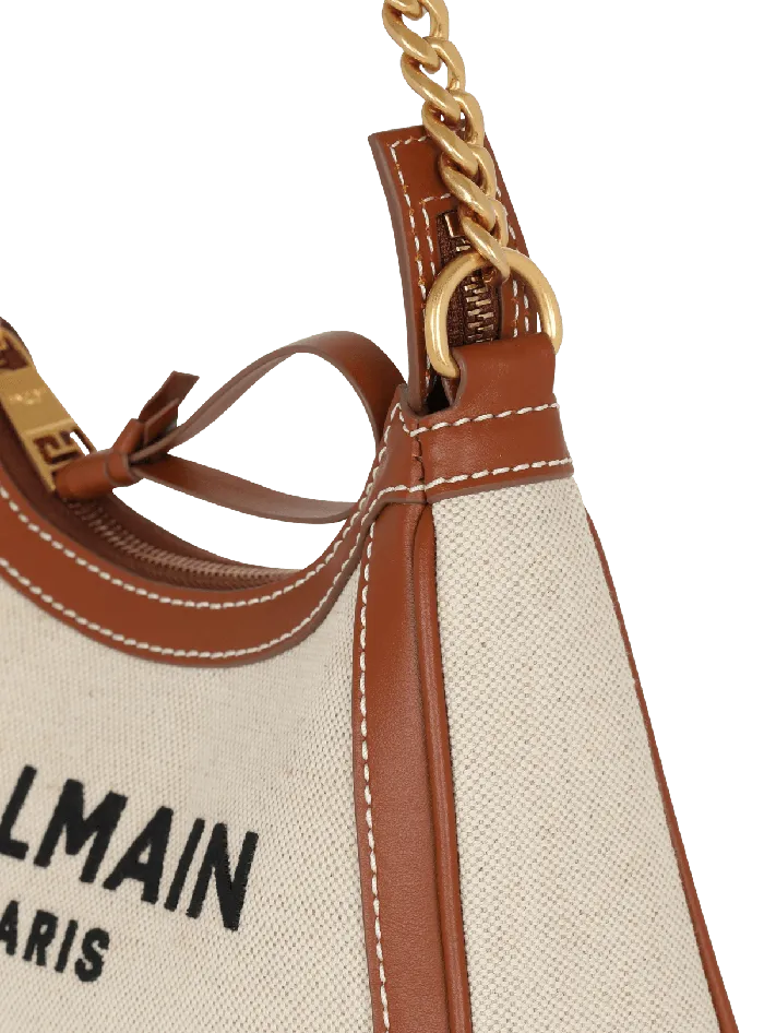 Balmain Handbags Women BArmy Canvas Bag With Leather Inserts Beige
