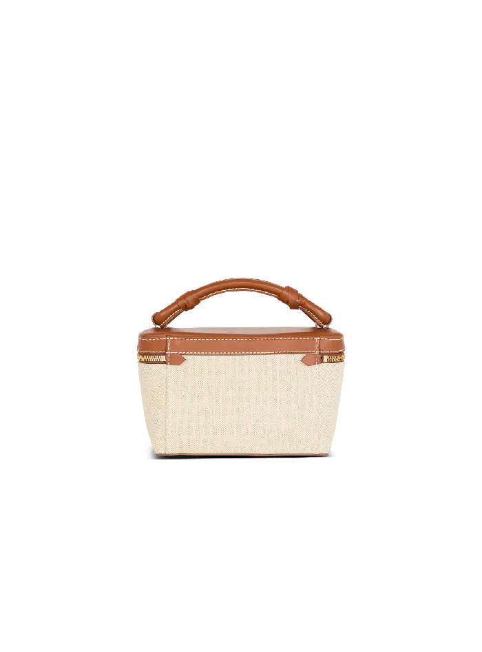 Balmain Handbags Women BArmy Vanity Case In Canvas And Leather Beige
