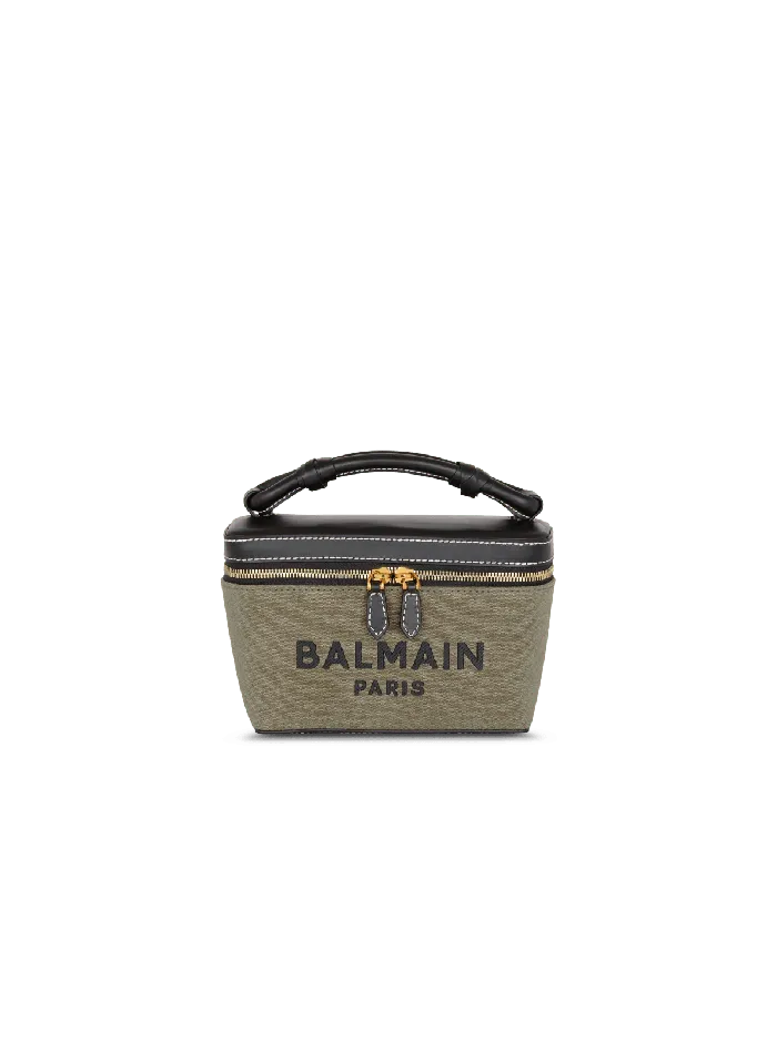 Balmain Handbags Women BArmy Vanity Case In Canvas And Leather Khaki