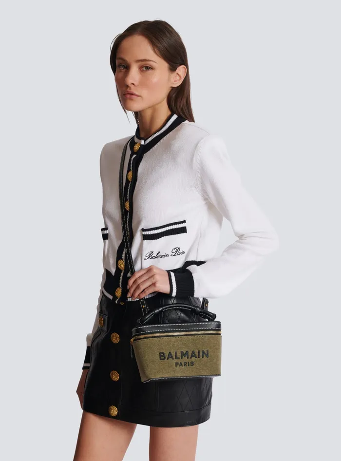 Balmain Handbags Women BArmy Vanity Case In Canvas And Leather Khaki