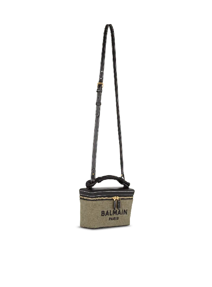 Balmain Handbags Women BArmy Vanity Case In Canvas And Leather Khaki
