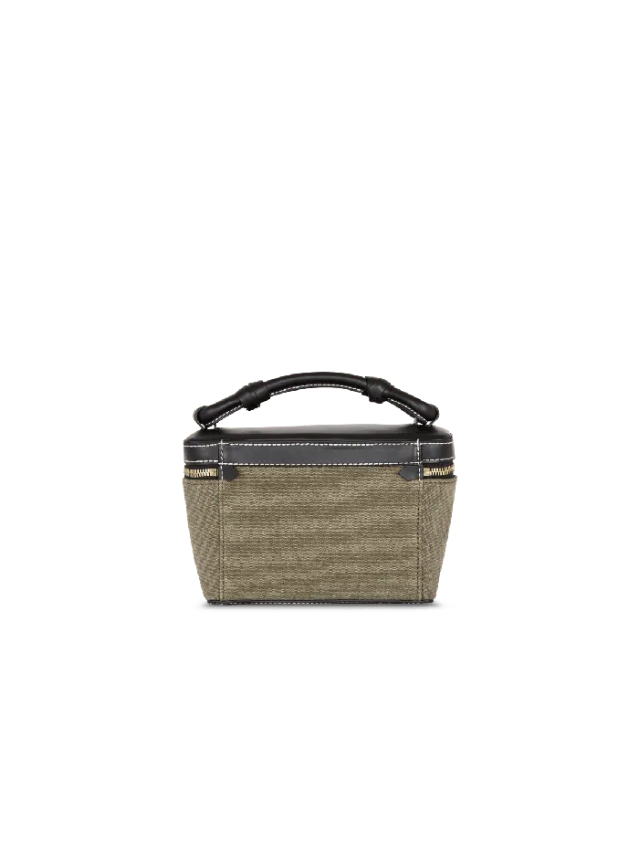 Balmain Handbags Women BArmy Vanity Case In Canvas And Leather Khaki