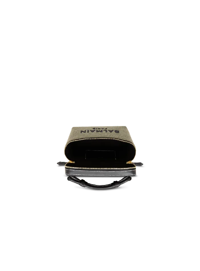 Balmain Handbags Women BArmy Vanity Case In Canvas And Leather Khaki