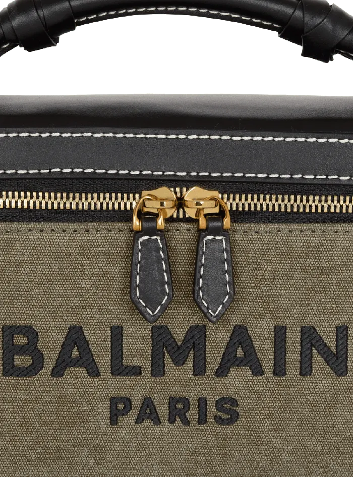Balmain Handbags Women BArmy Vanity Case In Canvas And Leather Khaki